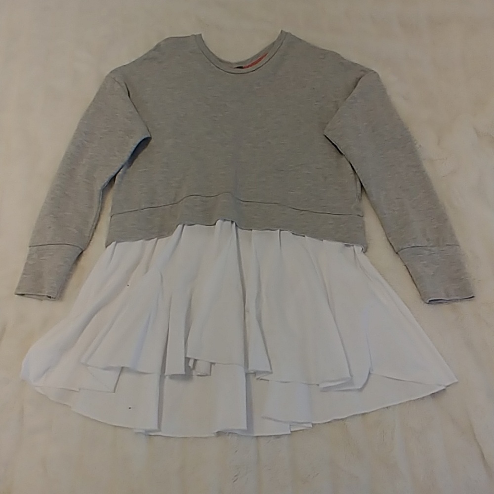 Gray and white peplum long sleeve